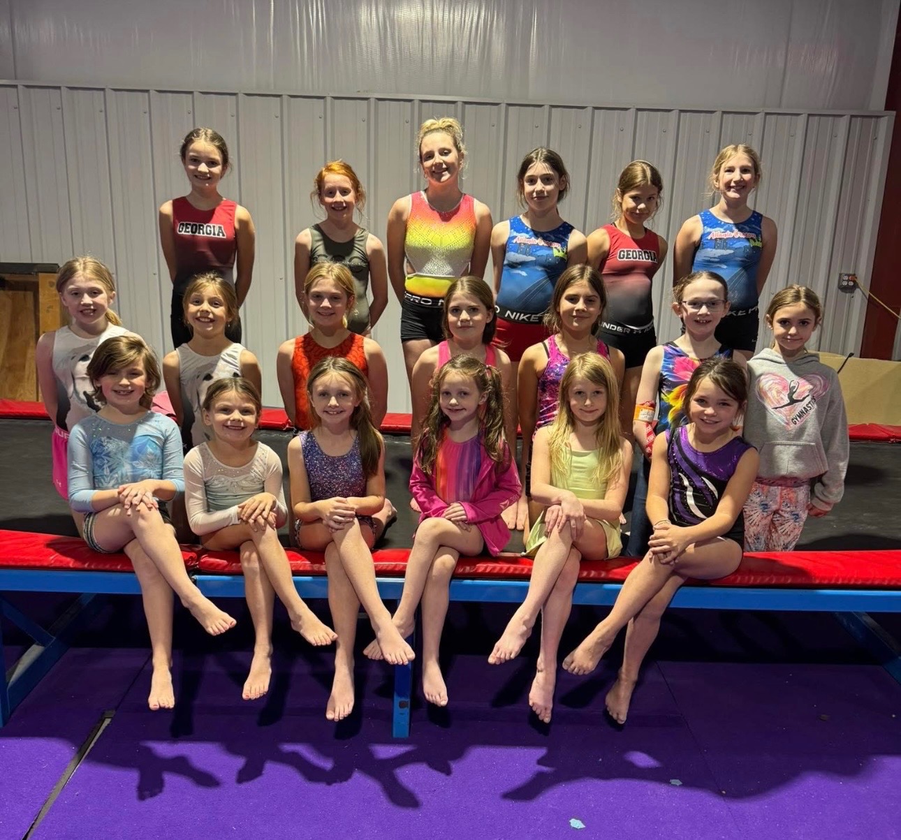 SGC competition gymnastics team during practice